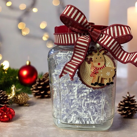 Farmhouseuse Style Reindeer Gift Jar - Picture 1 of 3